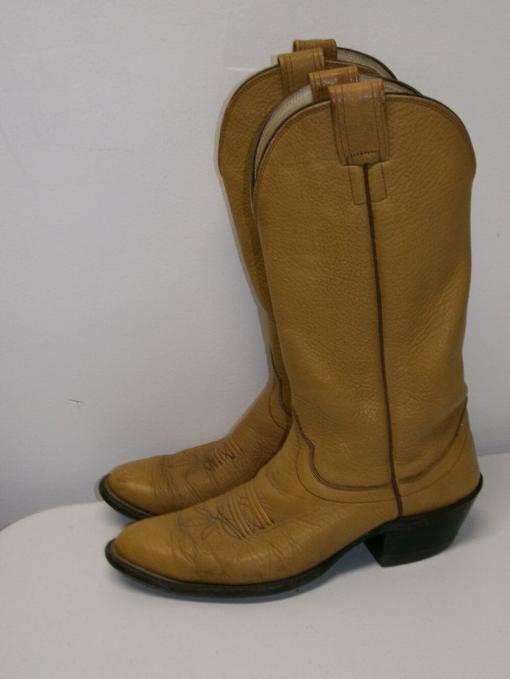 Vtg Olathe Kansas Western Cowboy Boots Men’s Size 10 1/2 B Tan Leather 4056